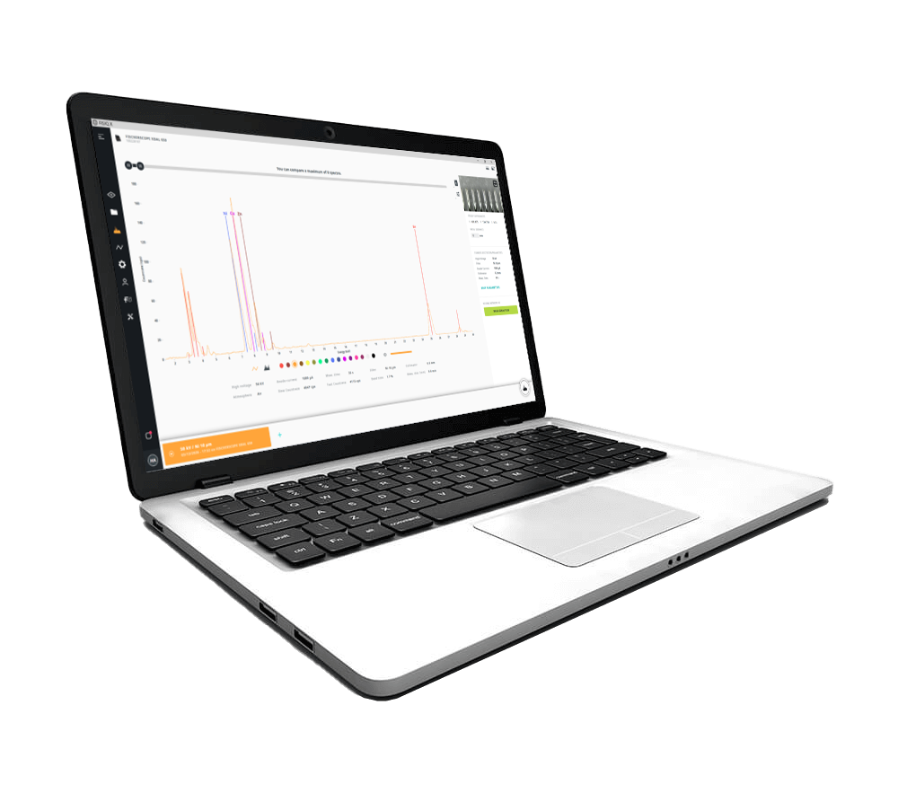FISIQ X software spectrum mode for XRF material analysis